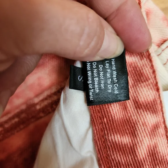 POL 💜 NWT Acid Wash Red White Straight Crop Distressed Jeans Grunge Boho S X24" - Picture 9 of 13